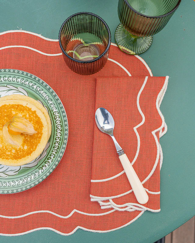 Servilleta Clou Lino Rojo y Beige | Hecha en Portugal