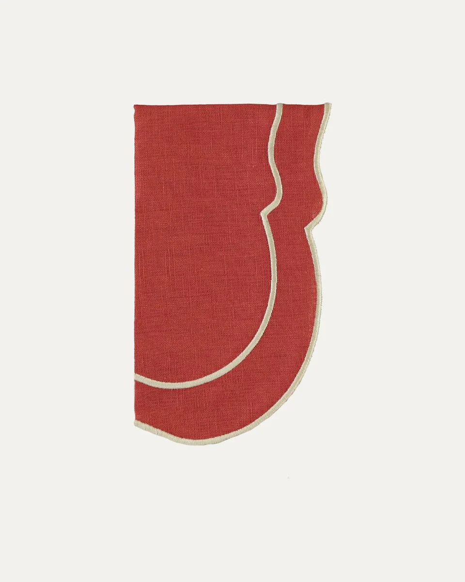 Servilleta Clou Lino Rojo y Beige | Hecha en Portugal