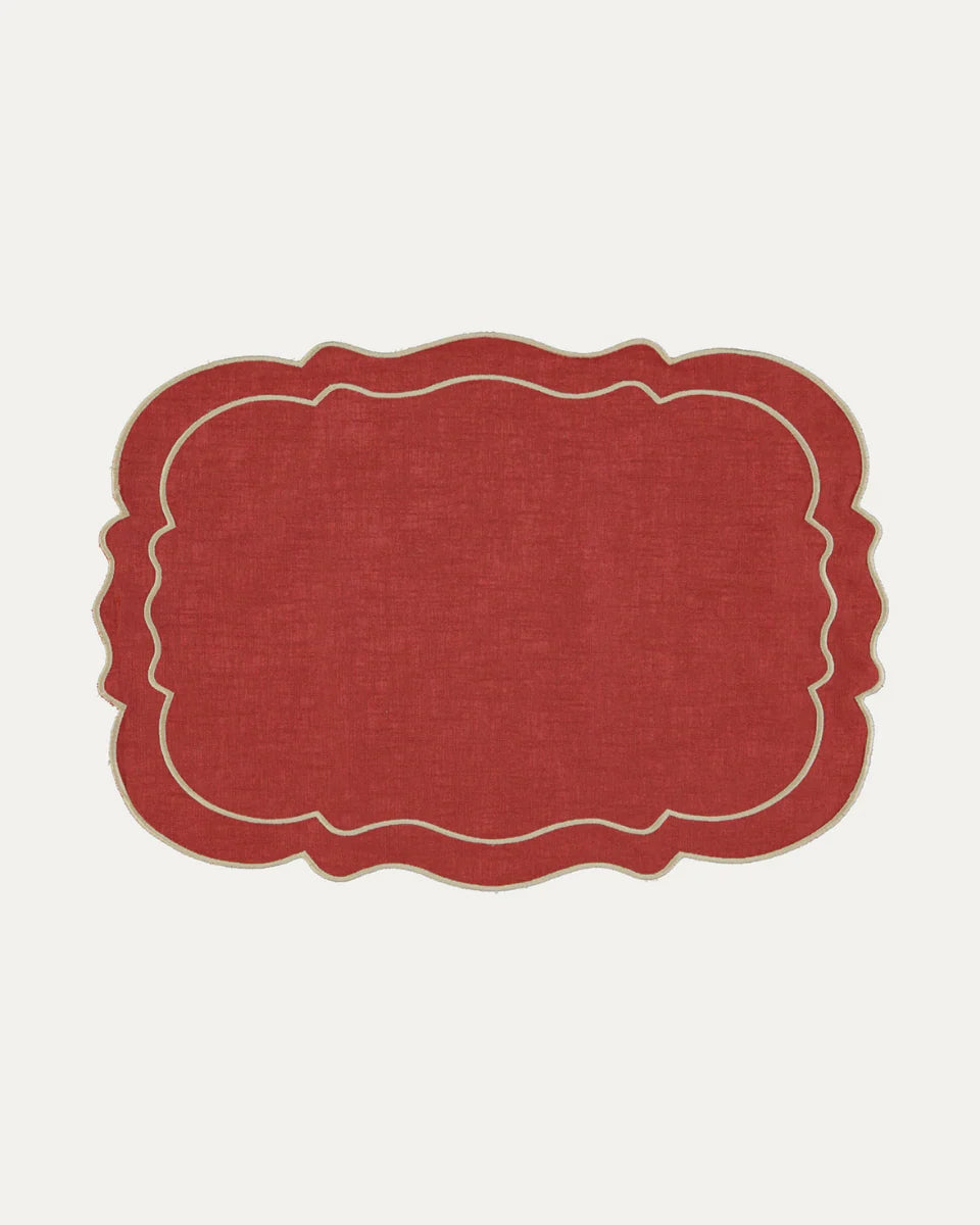 Mantel Individual Clou Lino Terracota & Beige | Hecho en Portugal