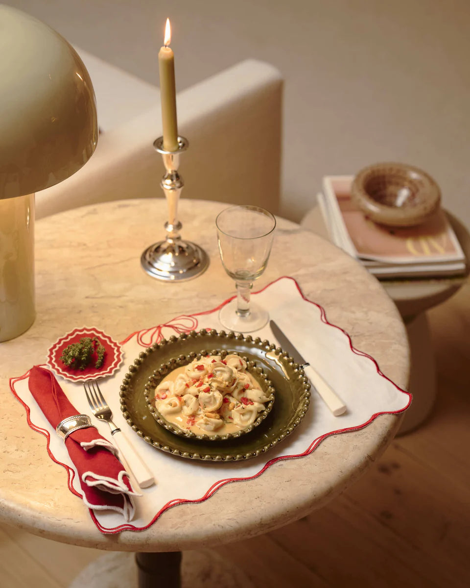 Mantel Individual Viena Blanco & Rojo | Hecho en Portugal