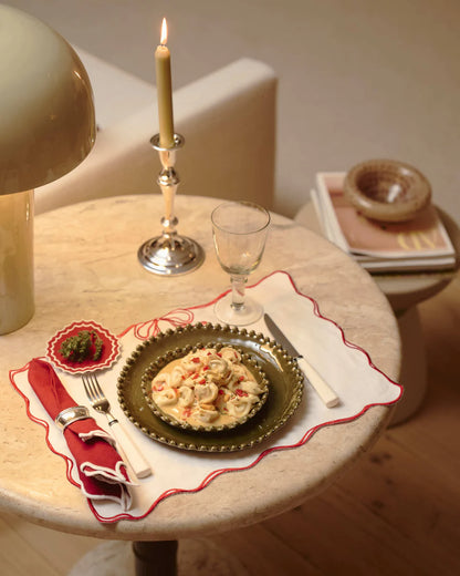 Mantel Individual Viena Blanco & Rojo | Hecho en Portugal