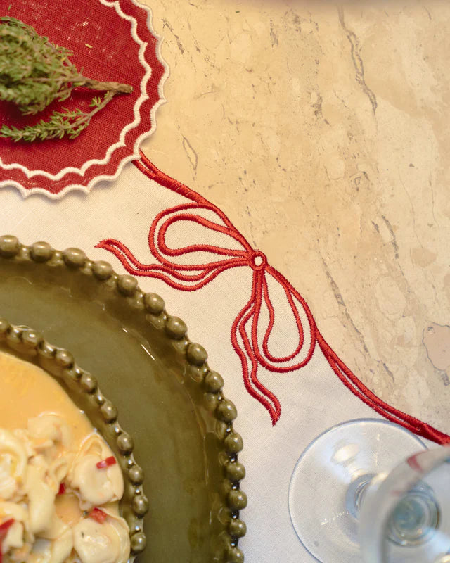 Mantel Individual Viena Blanco & Rojo | Hecho en Portugal