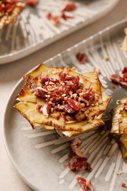 alcachofas con virutas de jamón