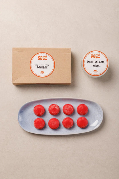 Lo que llega a casa: quesitos «Babybel» de gorgonzola con su polvo de aceituna negra