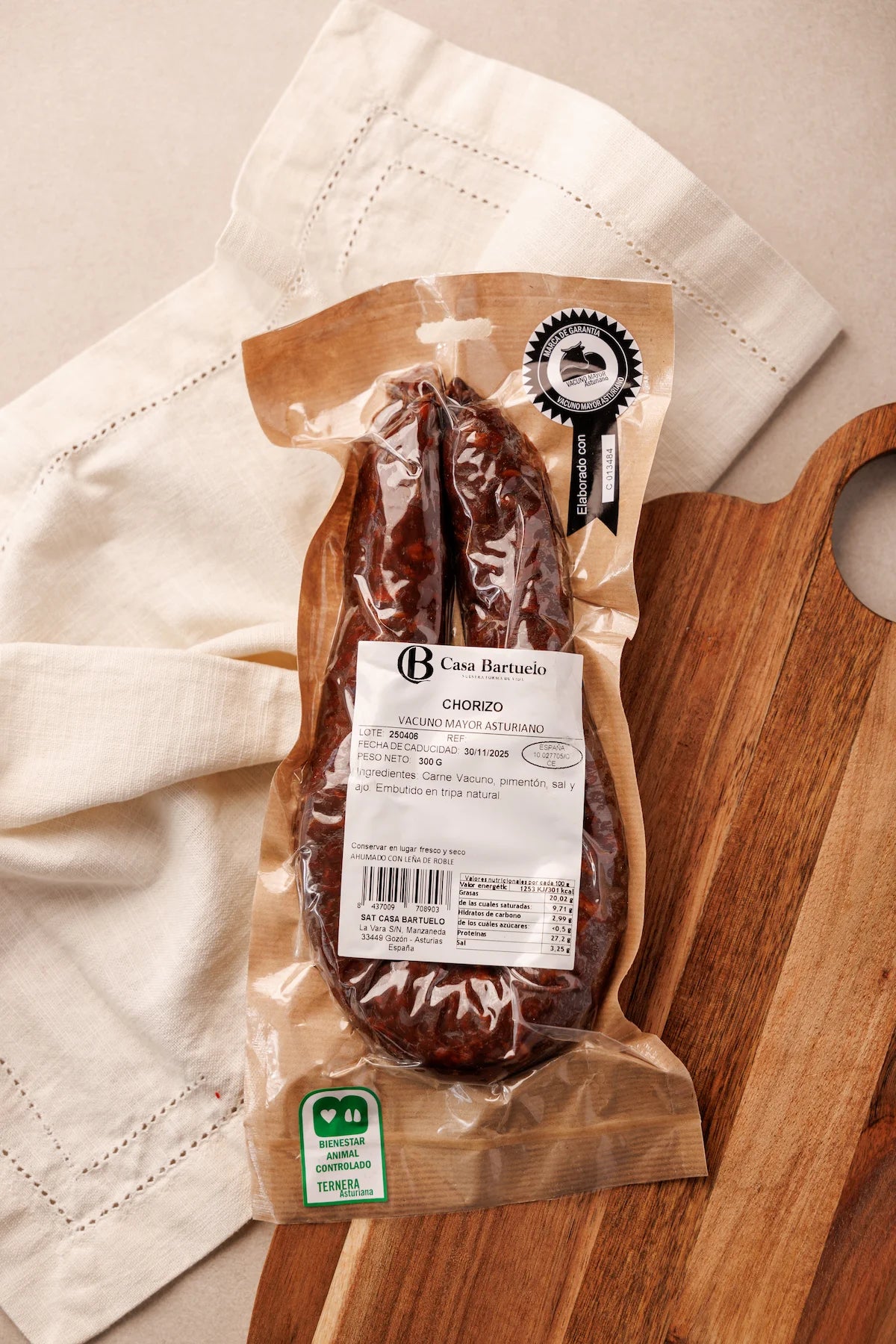 Chorizo de Vacuno Mayor Asturiano Extra (aprox. 300g) - SAGÓ