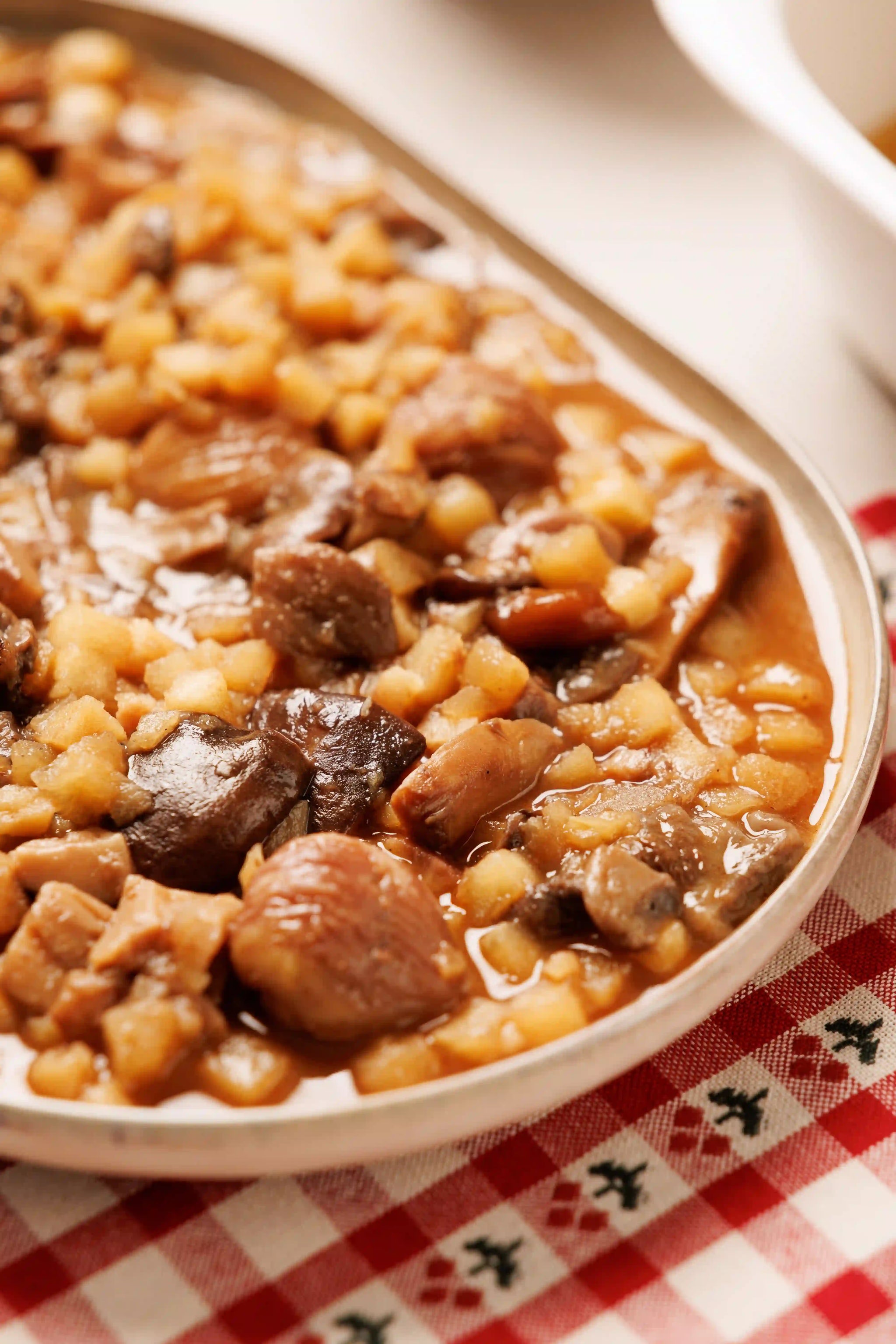 guarnición castañas y setas