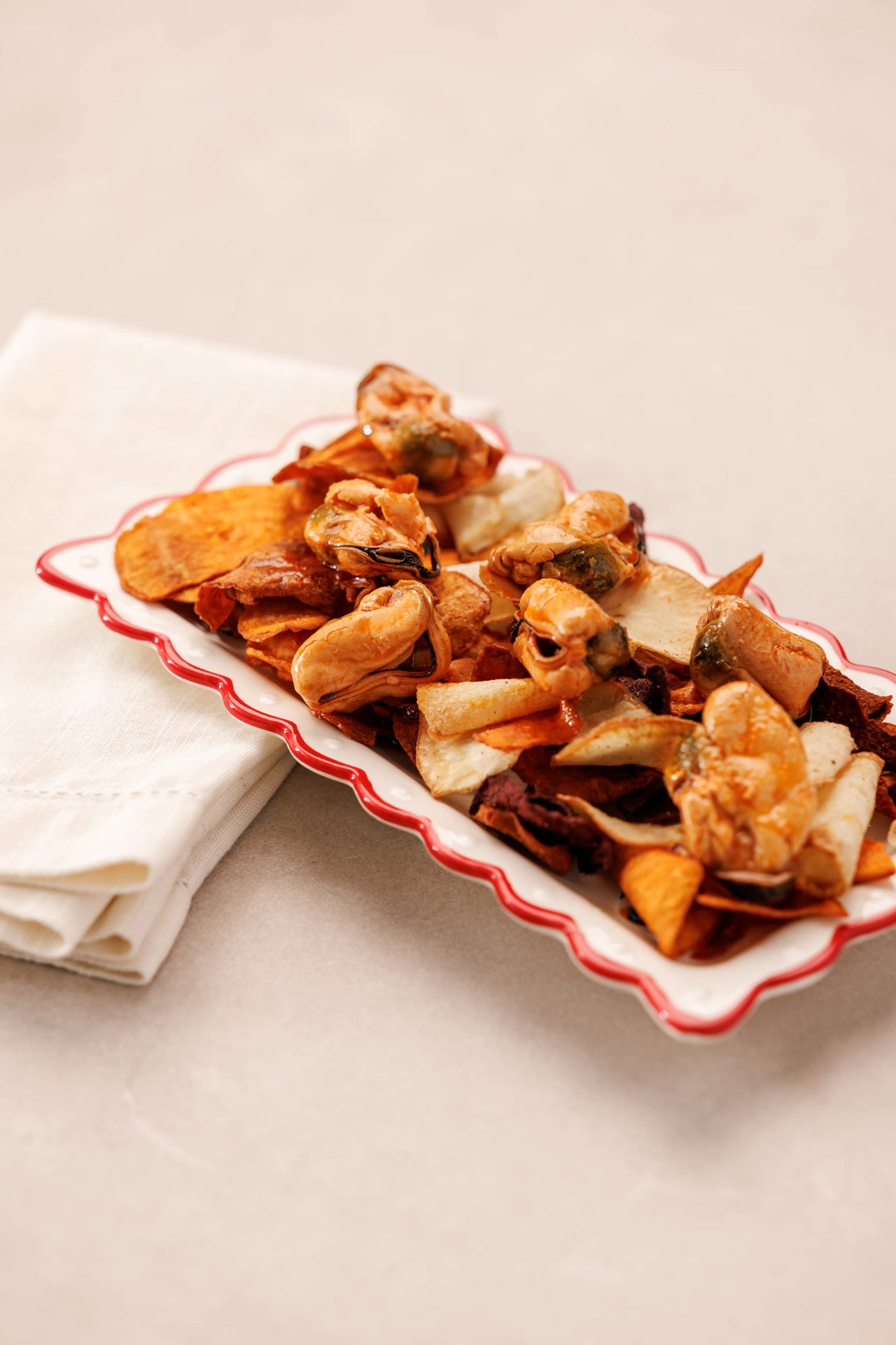 Mejillones en Escabeche de Sidra con Chips de Verduras Crujientes - SAGÓ