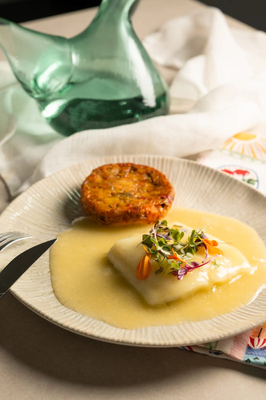 Bacalao al Pil Pil con Tatín Mediterráneo de Verduras - SAGÓ
